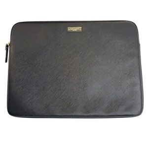 Kate Spade Black Laptop Sleeve 13” MacBook Case Gold Plaque Zip